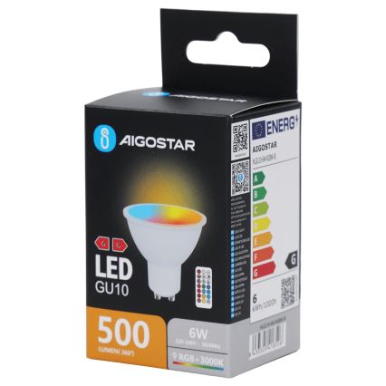 Aigostar - LED RGBW regulējama spuldze GU10/6W/230V 3000K + ar tālvadības pulti