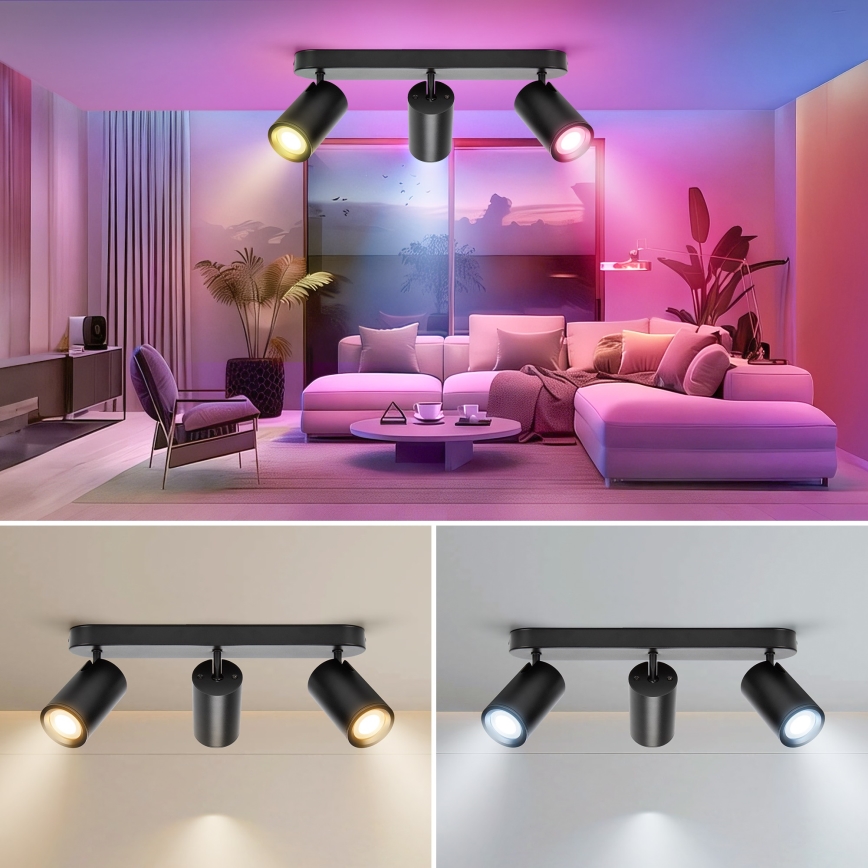 Aigostar - LED RGBW regulējams spotgaismeklis MESH 3xLED/4,9W/230V 2700-6500K balts + tālvadības pults