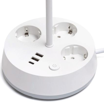 Aigostar - LED RGBW regulējama galda lampa ar kontaktligzdām un USB LED/4,6W/230V 3000/4000/6500K balta