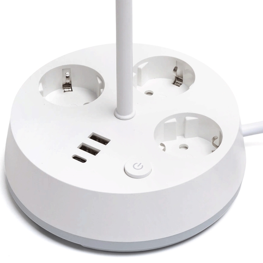 Aigostar - LED RGBW regulējama galda lampa ar kontaktligzdām un USB LED/4,6W/230V 3000/4000/6500K balta