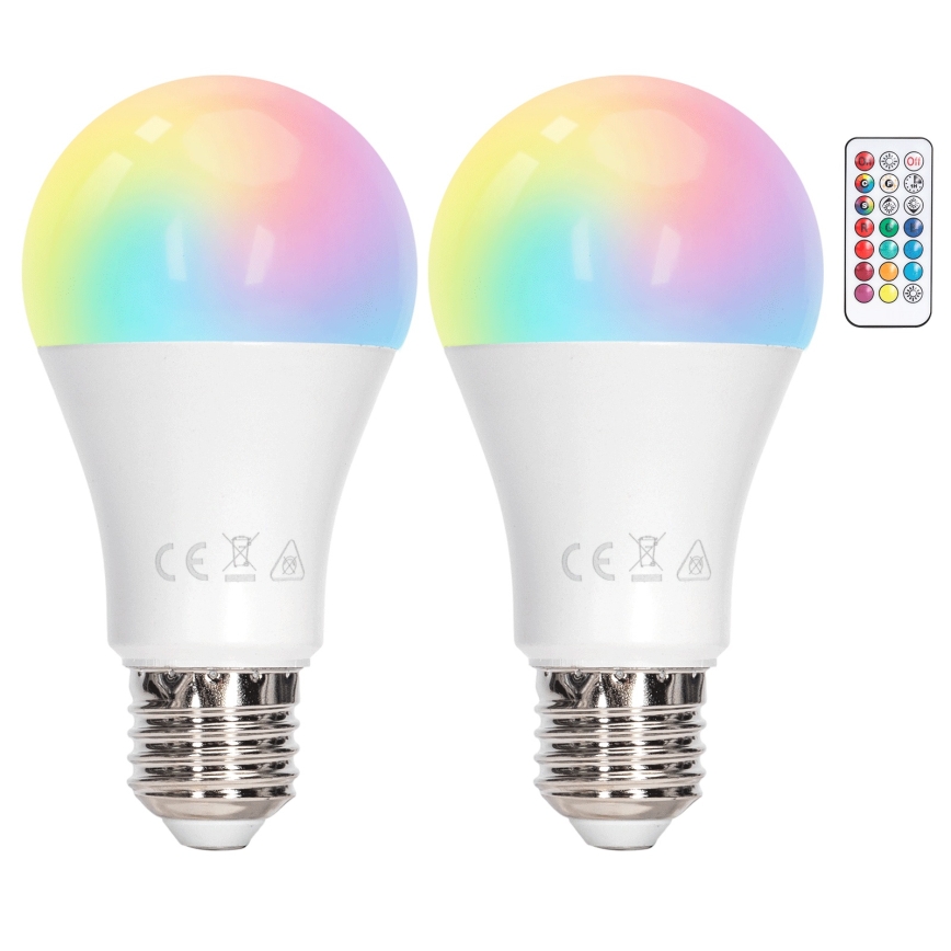Aigostar - LED RGBW regulējama spuldze A60 E27/8W/230V 3000K + tālvadības pults