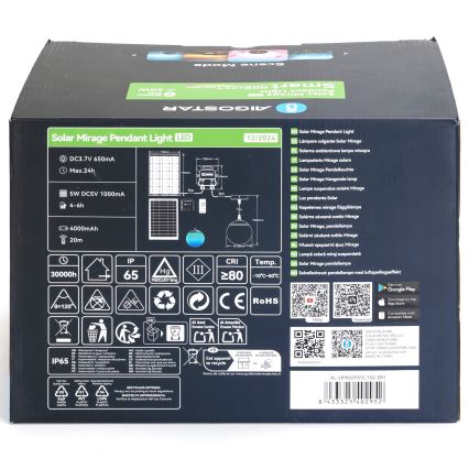 Aigostar - LED RGBW Aptumšojama saules enerģijas lampa MESH LED/20W/3,7V 4000 mAh 2700K-6500K IP65 d. 15 cm