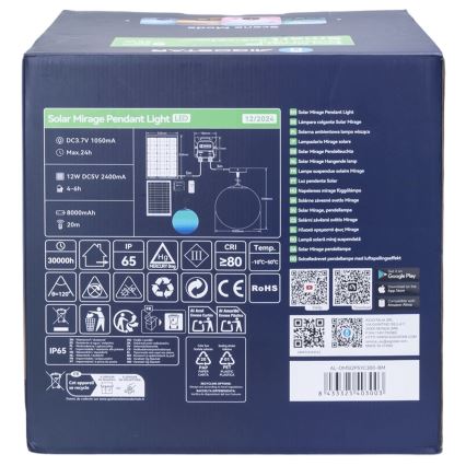 Aigostar - LED RGBW regulējama saules lampa MESH LED/5W/3,7V 8000 mAh 2700K-6500K IP65 Ø 30 cm