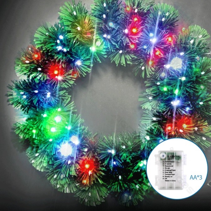 Aigostar - LED RGBY Āra Ziemassvētku vainags 72xLED/3xAA Ø 50 cm IP44