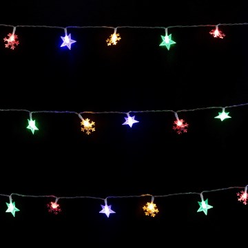 Aigostar - LED RGBY āra ziemassvētku virtene, 100 LED / 8 režīmi, 3xAA, 10 m, IP44, zvaigznes