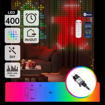 Aigostar - LED RGBY dekoratīvā virtene 400xLED 2x2m IP44 + tālvadība