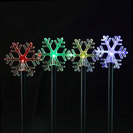 Aigostar - saules darbināms LED RGBY Ziemassvētku gaismeklis 5xLED/1,2V/8 funkcijas 1m IP65 800mAh sniegpārslas