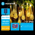 Aigostar - LED saules dekoratīvā virtene 50xLED/8 funkcijas 12m IP65 silti balta 800 mAh