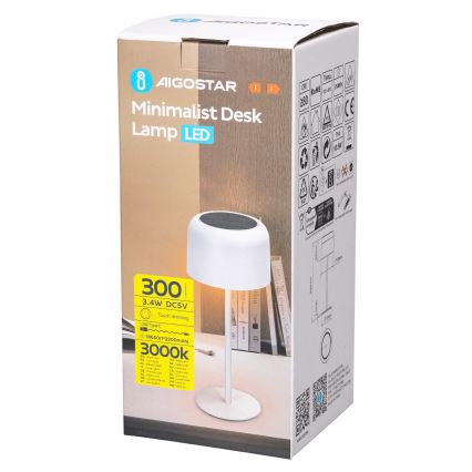 Aigostar - LED Saules enerģijas aptumšojama uzlādējama lampa LED/3W/5V 2200mAh balta IP54