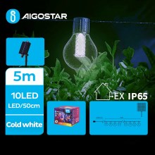 Aigostar - LED Saules enerģijas dekoratīva virtene 10xLED/8 funkcijas 5,5m IP65 vēsi balts
