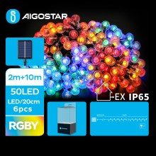 Aigostar - LED Saules enerģijas dekoratīva virtene 50xLED/8 funkcijas 12m IP65 daudzkrāsaina