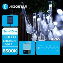 Aigostar - LED Saules enerģijas dekoratīva virtene 50xLED/8 funkcijas 12m IP65 vēsi balts