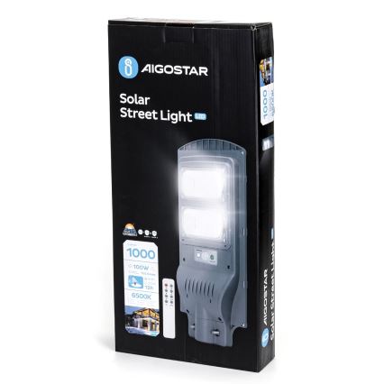 Aigostar - LED Saules enerģijas ielas lampa ar sensoru LED/100W/3,2V 10000mAh IP65 6500K + tālvadības pults