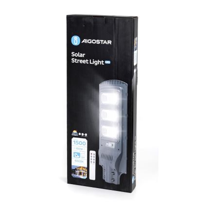 Aigostar - LED Saules enerģijas ielas lampa ar kustību un krēslas sensoru LED/150W/3,2V 15000mAh IP65 6500K + tālvadības pults