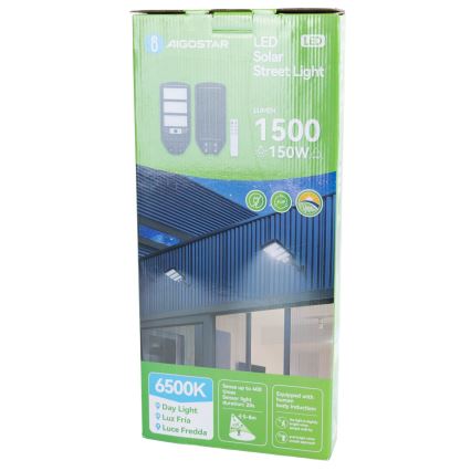 Aigostar - LED Saules enerģijas ielas lampa ar sensoru LED/150W/3,2V 8000mAh IP65 6500K + tālvadības pults