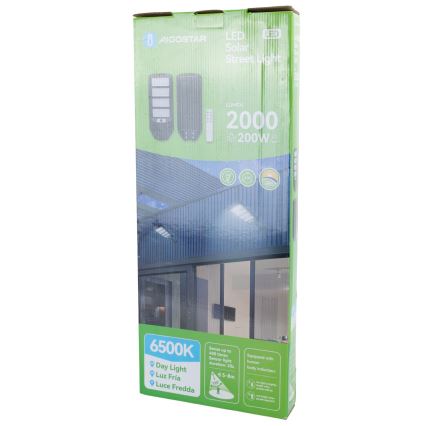 Aigostar - LED Saules enerģijas ielas lampa ar sensoru LED/200W/3,2V 12000mAh IP65 6500K + tālvadības pults