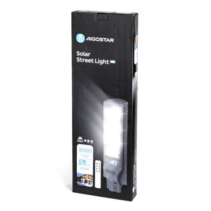 Aigostar - LED Saules enerģijas ielas lampa ar sensoru LED/200W/3,2V 20000mAh IP65 6500K + tālvadības pults