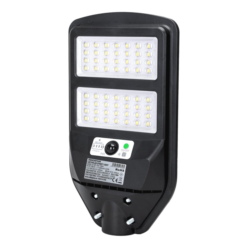 Aigostar - LED Saules enerģijas ielas lampa ar sensoru LED/70W/3,2V 4000mAh IP65 6500K + tālvadības pults