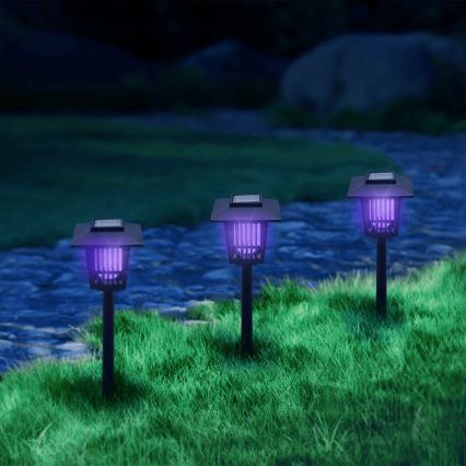 Aigostar - LED Saules enerģijas lampa ar kukaiņu slazdu LED/0,03W/1,2V 55,2cm melna 6500K 300 mAh IP44