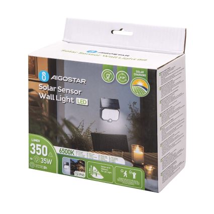 Aigostar - LED Saules enerģijas lampa ar kustību sensoru LED/2,4W/3,7V IP65