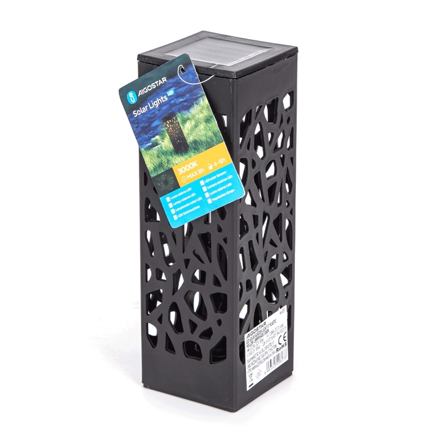 Aigostar - LED Saules enerģijas lampa LED/0,006W/1,2V 100 mAh 28,5 cm melna 6500K IP44