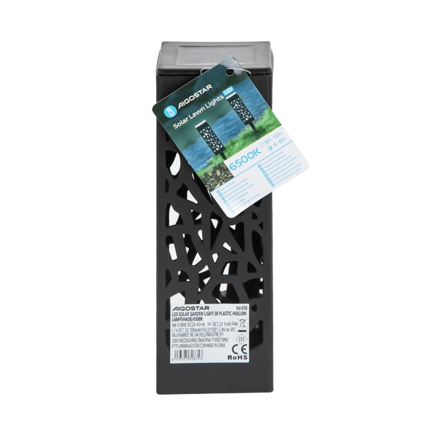 Aigostar - LED Saules enerģijas lampa LED/0,006W/1,2V 28,5cm melna 100 mAh 6500K  IP44