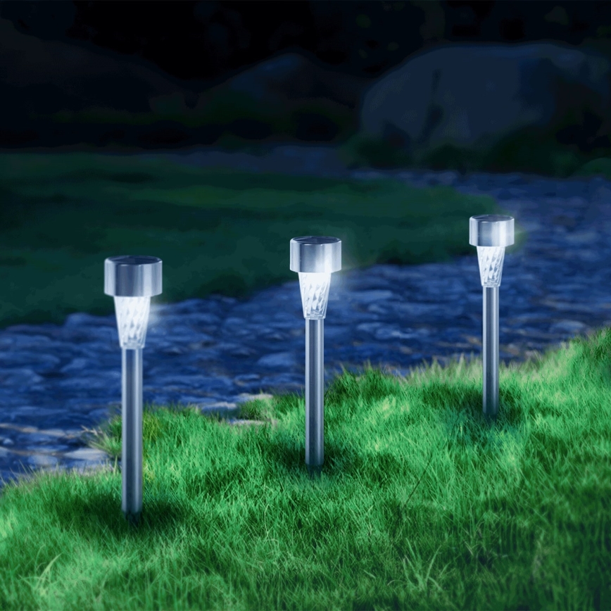Aigostar - LED Saules enerģijas lampa LED/0,006W/1,2V 40 mAh 29,5 cm matēts hroms 6500K IP44