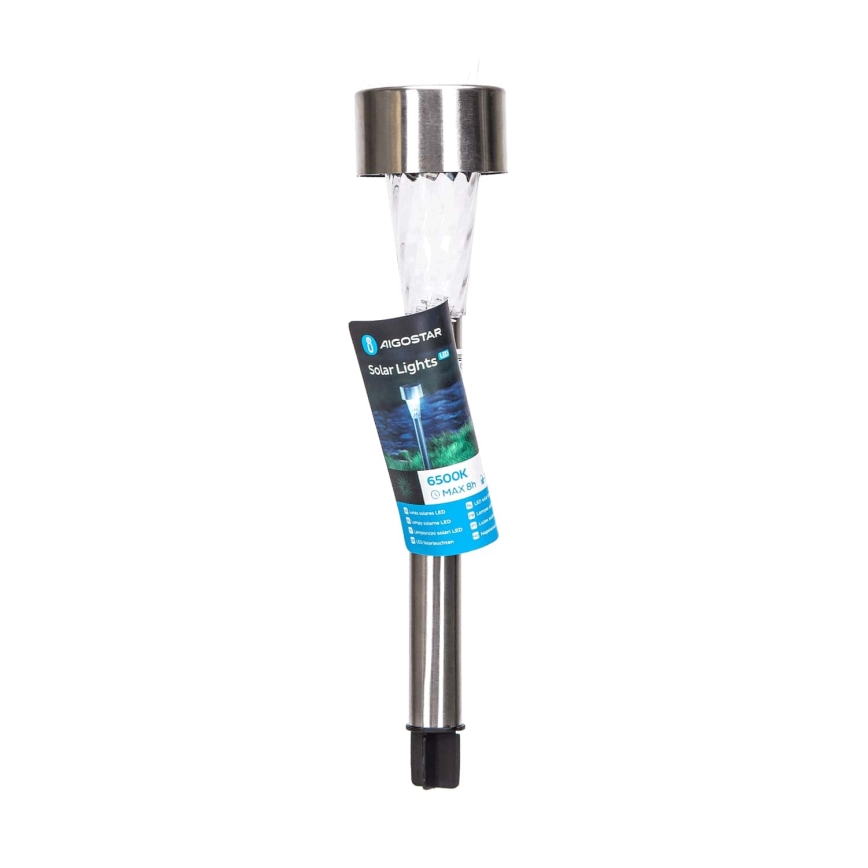 Aigostar - LED Saules enerģijas lampa LED/0,006W/1,2V 40 mAh 29,5 cm matēts hroms 6500K IP44