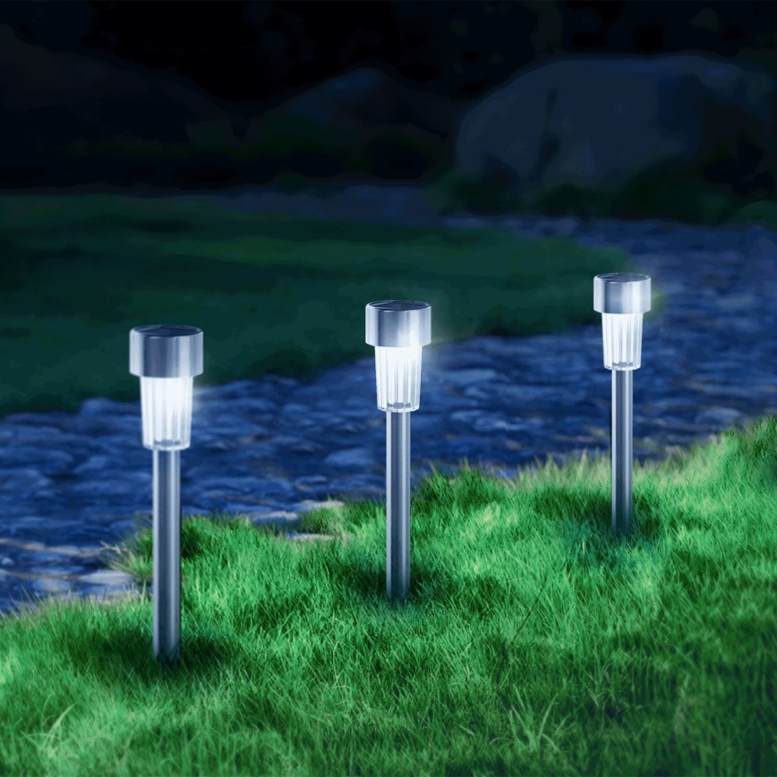 Aigostar - LED Saules enerģijas lampa LED/0,006W/1,2V 29,5 cm 40 mAh matēts hroms 6500K IP44