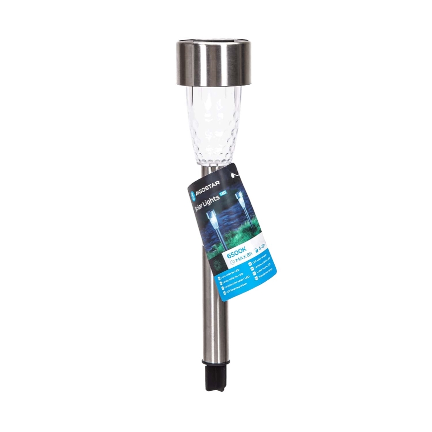 Aigostar - LED Saules enerģijas lampa LED/0,006W/1,2V 40 mAh 29,7 cm matēts hroms 6500K IP44
