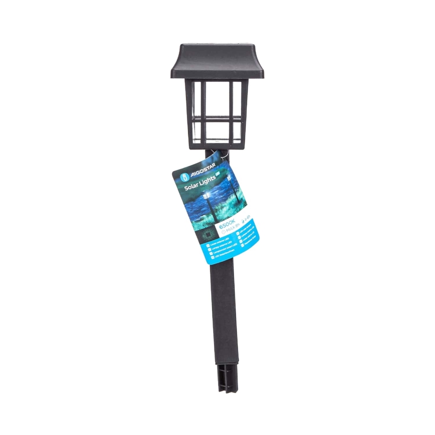 Aigostar - LED Saules enerģijas lampa LED/0,006W/1,2V 32 cm 40 mAh melna 6500K IP44