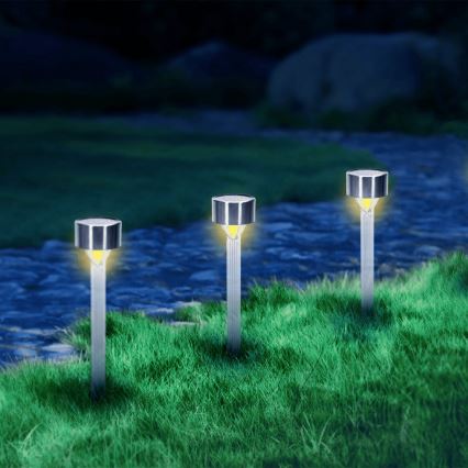 Aigostar - LED Saules enerģijas lampa LED/0,006W/1,2V 32cm hroms 2700K IP44