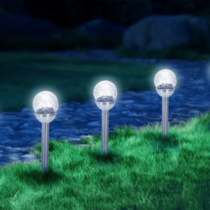 Aigostar - LED Saules enerģijas lampa LED/0,006W/1,2V 37,8cm matēts hroms 6500K IP44 100 mAh