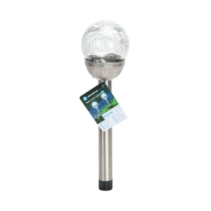 Aigostar - LED Saules enerģijas lampa LED/0,006W/1,2V 37,8cm matēts hroms 6500K IP44 100 mAh
