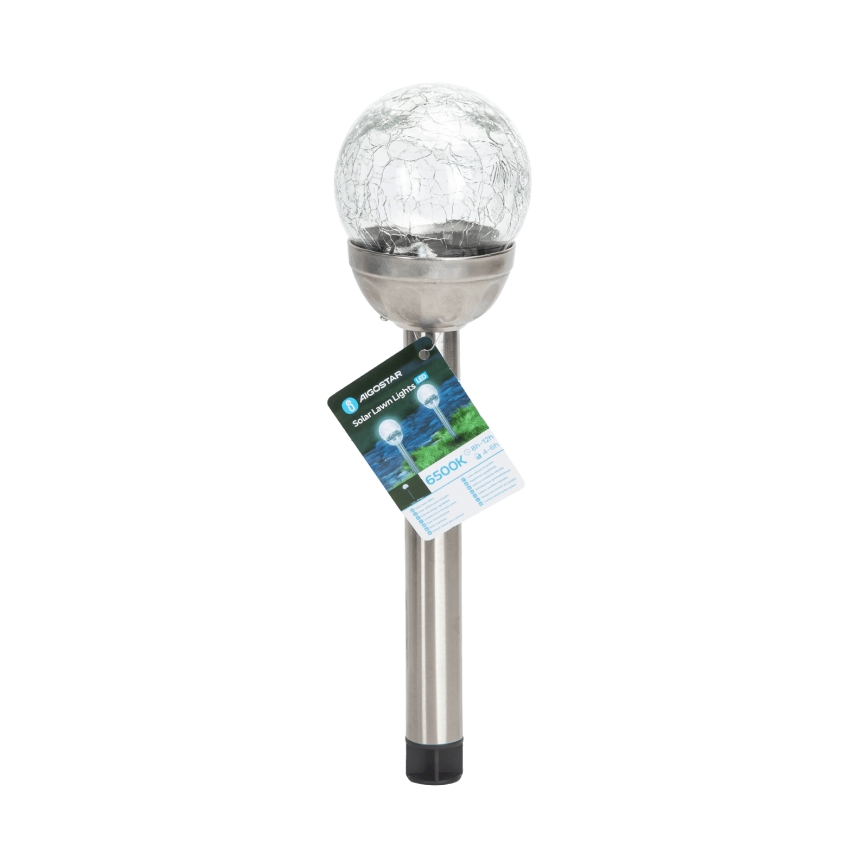 Aigostar - LED Saules enerģijas lampa LED/0,006W/1,2V 37,8cm matēts hroms 6500K IP44 100 mAh