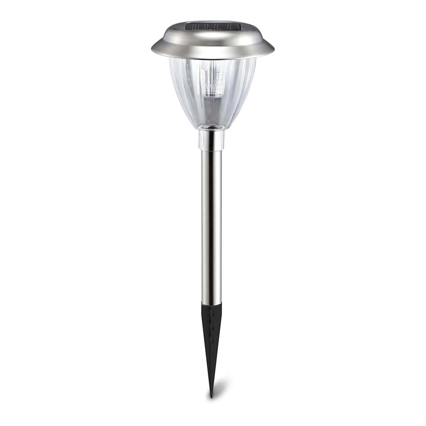 Aigostar - LED Saules enerģijas lampa LED/0,08W/2V 30,4 cm 200 mAh 6500K IP44 matēts hroms