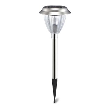 Aigostar - LED Saules enerģijas lampa LED/0,08W/2V 30,4 cm 6500K IP44 matēts hroms