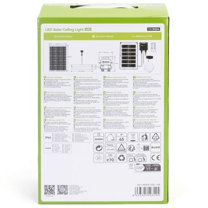 Aigostar - LED Saules enerģijas lampa LED/35W/12V 3000 mAh 6500K d. 16,8 cm + tālvadības pults