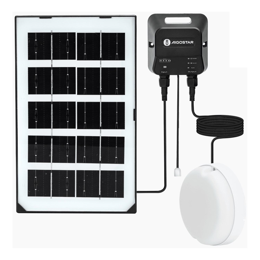 Aigostar - LED Saules enerģijas lampa LED/35W/12V 3000 mAh 6500K d. 16,8 cm + tālvadības pults