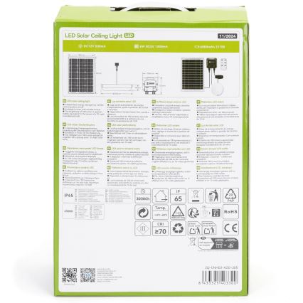 Aigostar - LED Saules enerģijas lampa LED/70W/12V 6000 mAh 6500K d. 20,5 cm + tālvadības pults