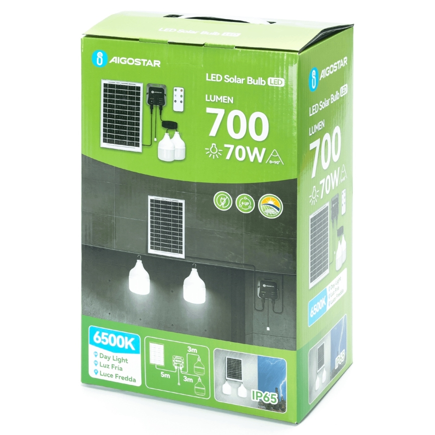 Aigostar - LED Saules enerģijas lustra 2xLED/35W/12V 6000 mAh 6500K d. 10 cm + tālvadības pults