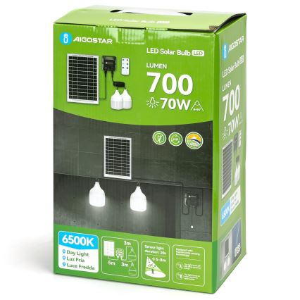 Aigostar - LED Saules enerģijas lustra ar sensoru 2xLED/35W/12V 6000 mAh 6500K d. 10 cm + tālvadības pults