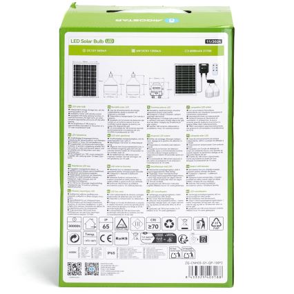 Aigostar - LED Saules enerģijas lustra ar sensoru 2xLED/35W/12V 6000 mAh 6500K d. 10 cm + tālvadības pults