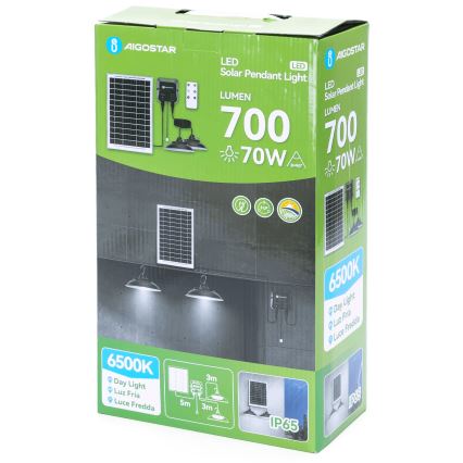 Aigostar - LED Saules enerģijas lustra ar sensoru 2xLED/35W/12V 6000 mAh 6500K d. 15 cm + tālvadības pults