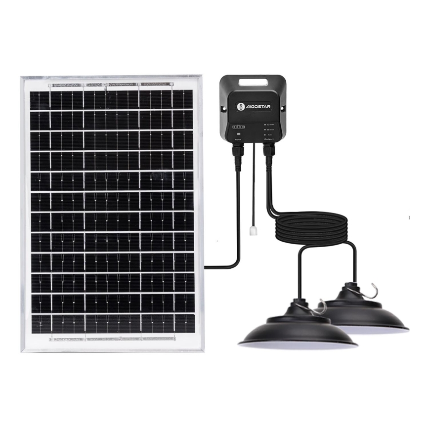 Aigostar - LED Saules enerģijas lustra ar sensoru 2xLED/35W/12V 6000 mAh 6500K d. 15 cm + tālvadības pults