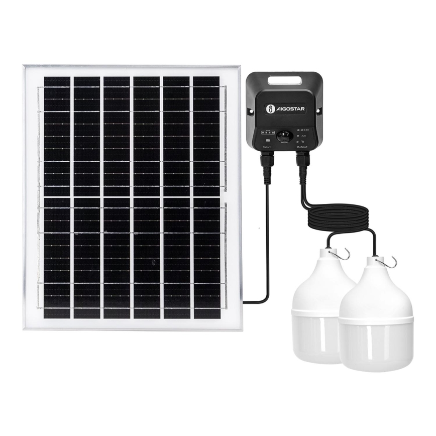 Aigostar - LED Saules enerģijas lustra ar sensoru 2xLED/70W/12V 12000 mAh 6500K d. 12 cm + tālvadības pults