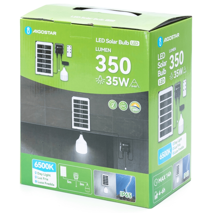 Aigostar - LED Saules enerģijas lustra LED/35W/12V 3000 mAh 6500K d. 10 cm + tālvadības pults