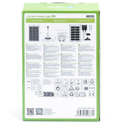 Aigostar - LED Saules enerģijas lustra LED/35W/12V 3000 mAh 6500K d. 15 cm + tālvadības pults