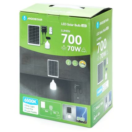 Aigostar - LED Saules enerģijas lustra LED/70W/12V 6000 mAh 6500K d. 12 cm + tālvadības pults