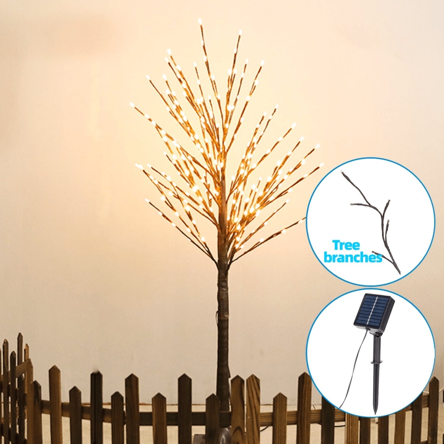 Aigostar - LED Saules enerģijas rotājums 152xLED/3,8m IP65 silti balta koks